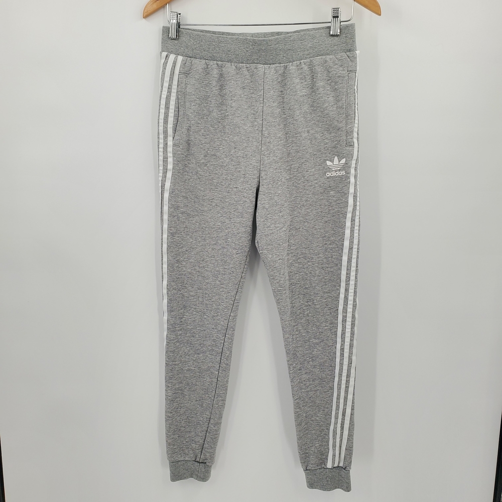 ♧ Adidas Gray Joggers with White Stripes Size Youth Large